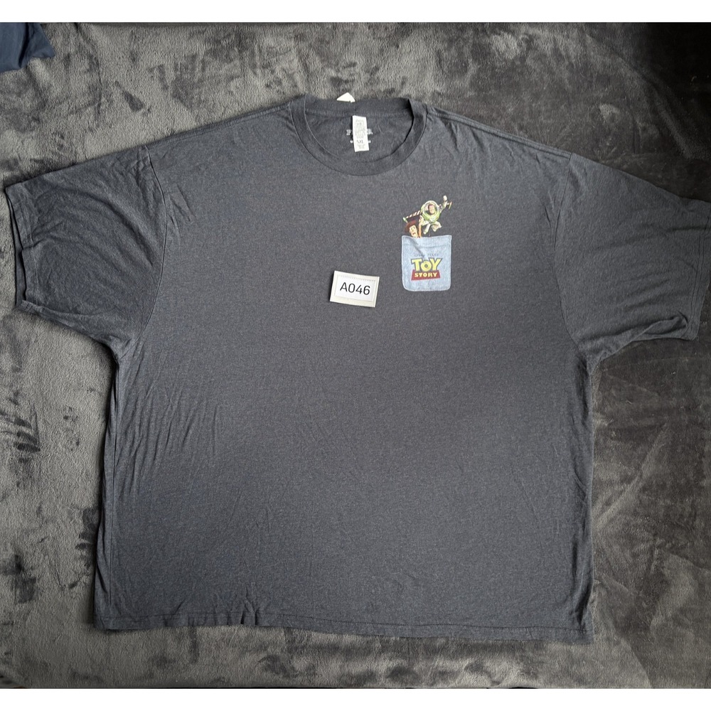 Disney Pixar Toy Story Woody Buzz Graphic Tee 5XL Gray Men Lightyear Pocket NWT